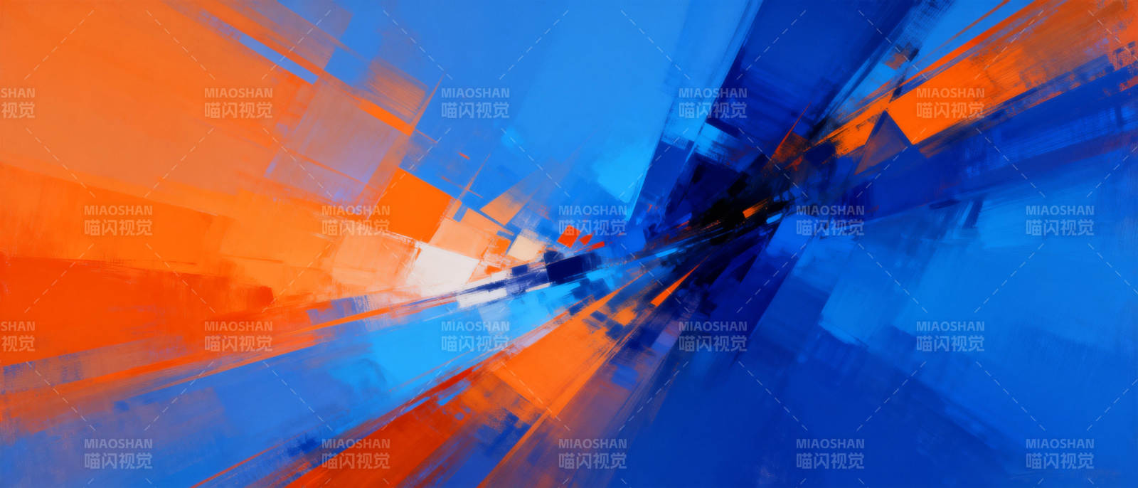 蓝橙交织的抽象艺术图片