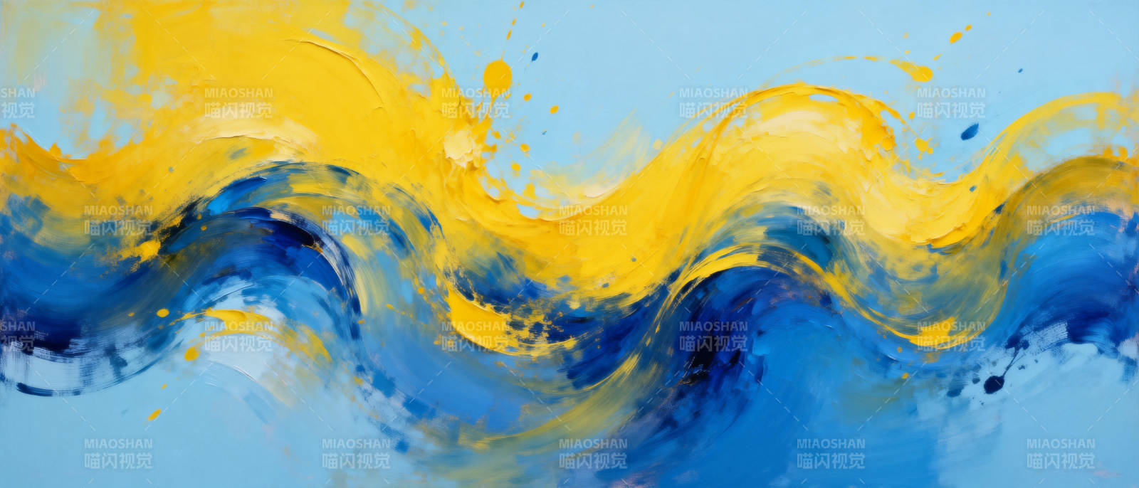 蓝黄波浪图片