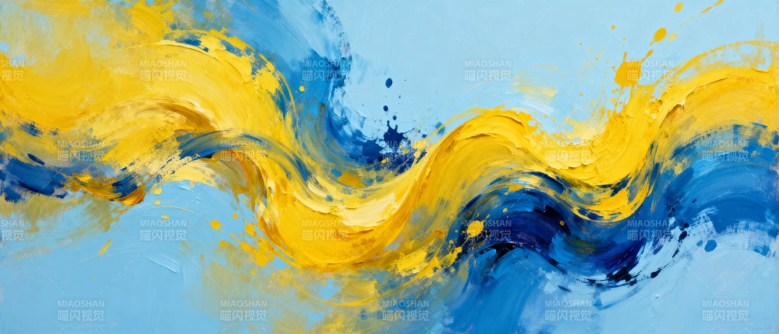 蓝黄交织的波浪图片