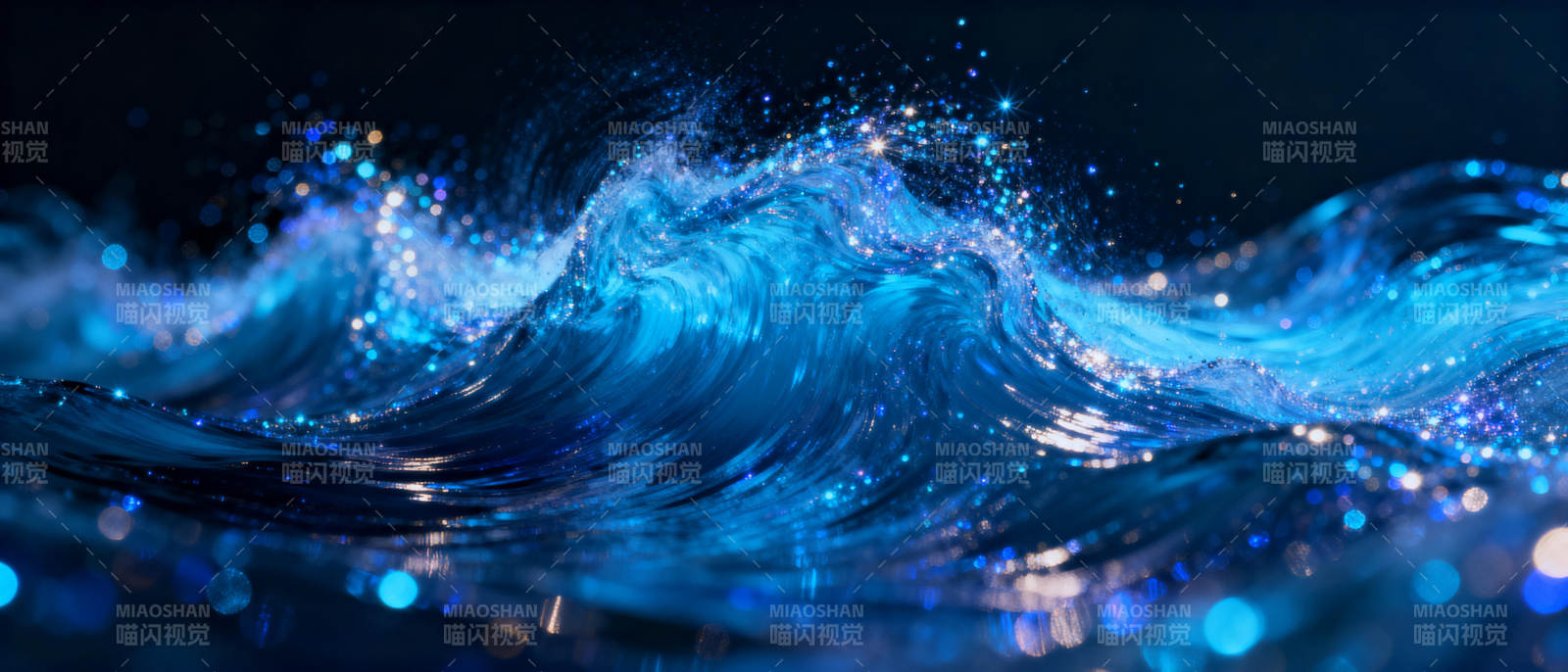 蓝色波浪闪耀图片
