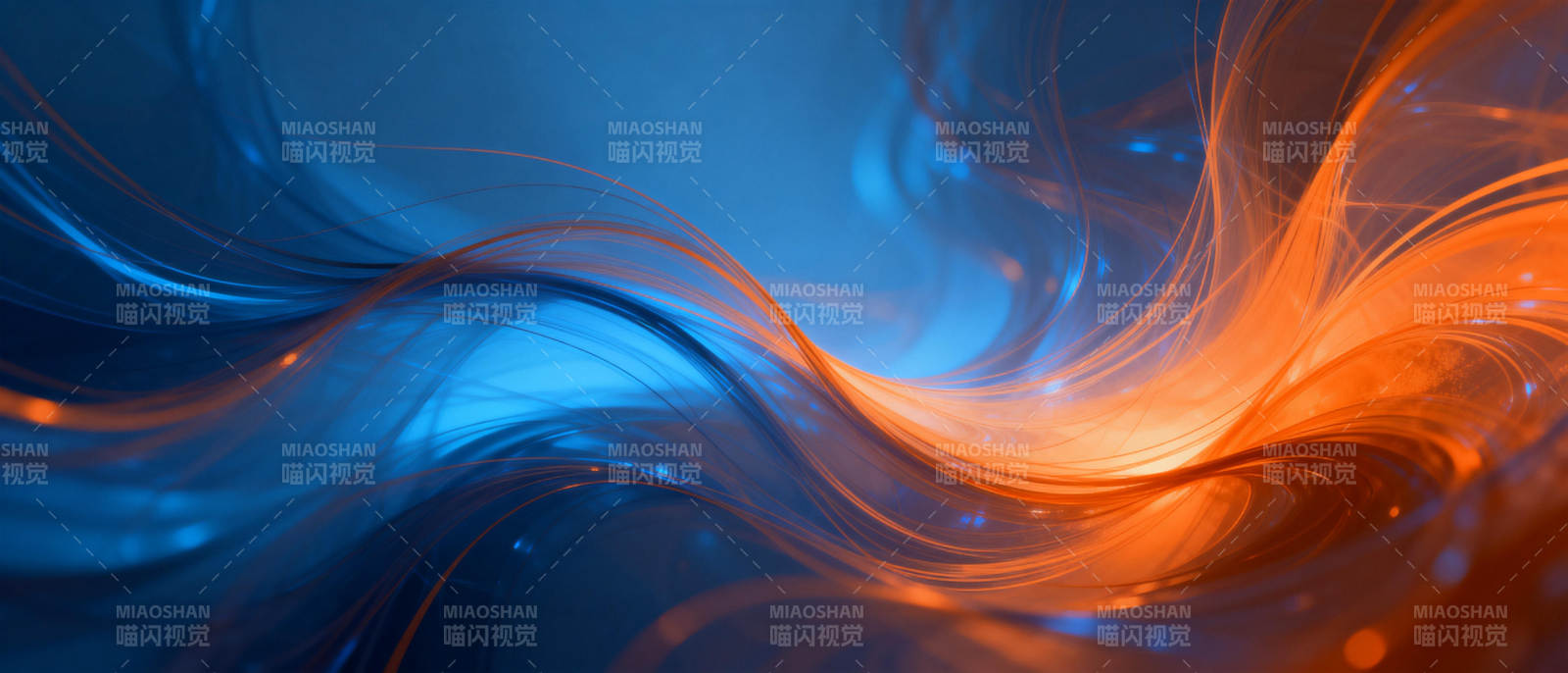 蓝橙流光交织图片