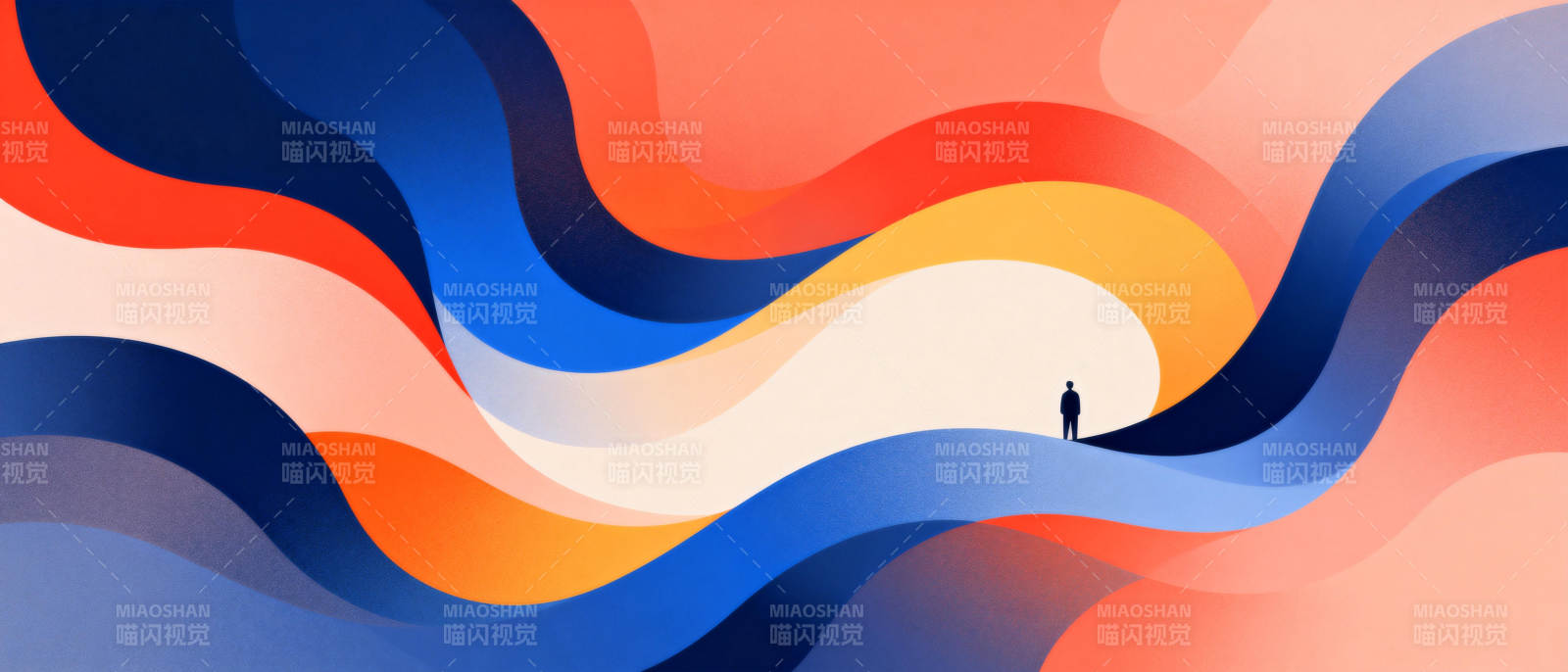 色彩波浪中的孤影图片