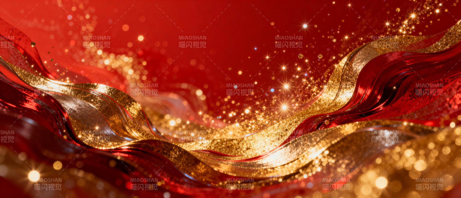 璀璨红金波澜图片