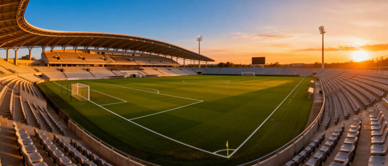 夕阳下的空旷球场图片