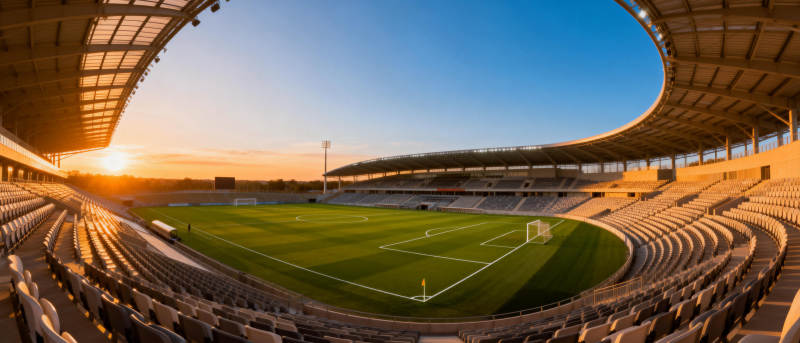 夕阳下的空旷球场图片