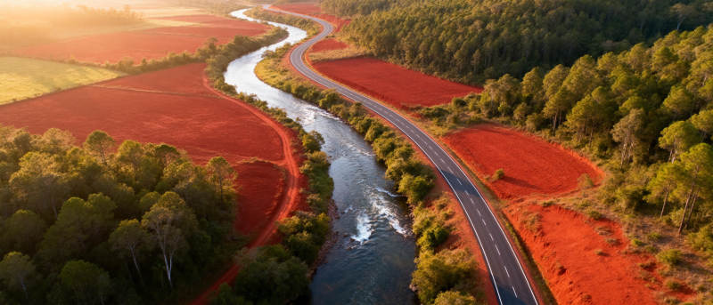 红土河畔公路图片