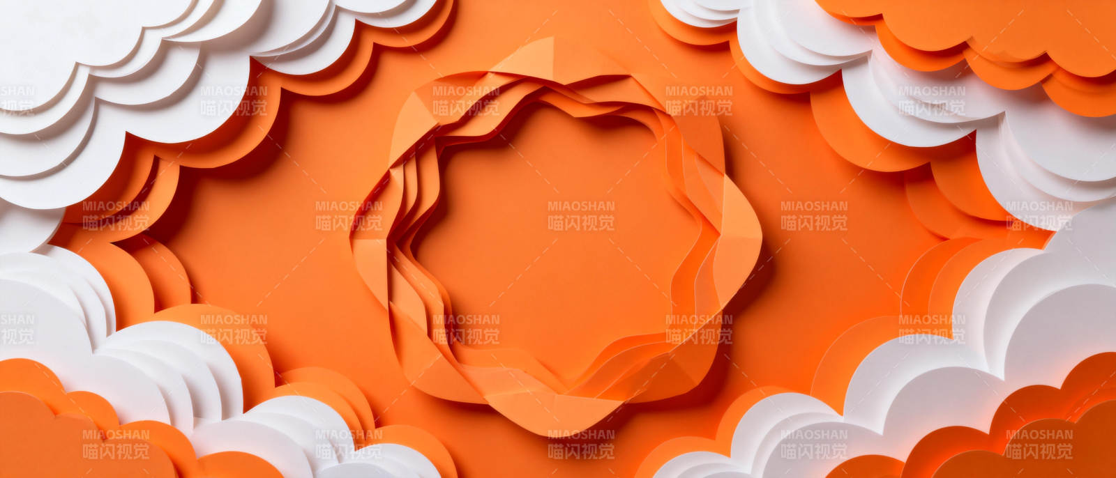 橙白纸艺云朵图片