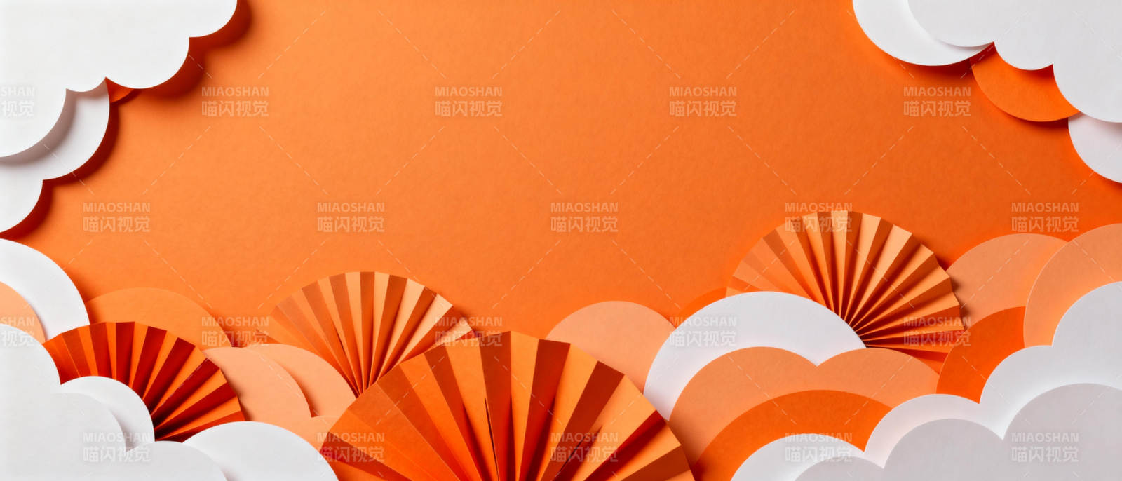 橙色扇形云朵装饰图片