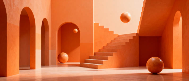 橙色空间的几何之美图片