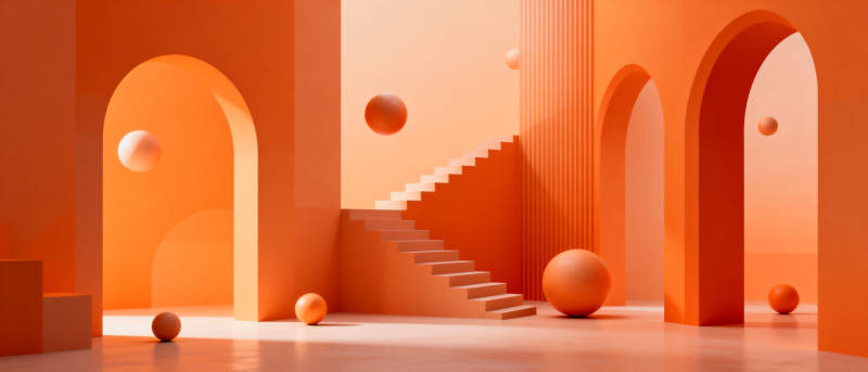 橙色几何空间图片