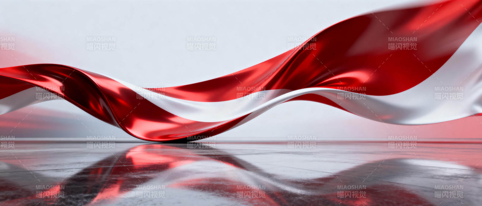 红白绸带舞动图片