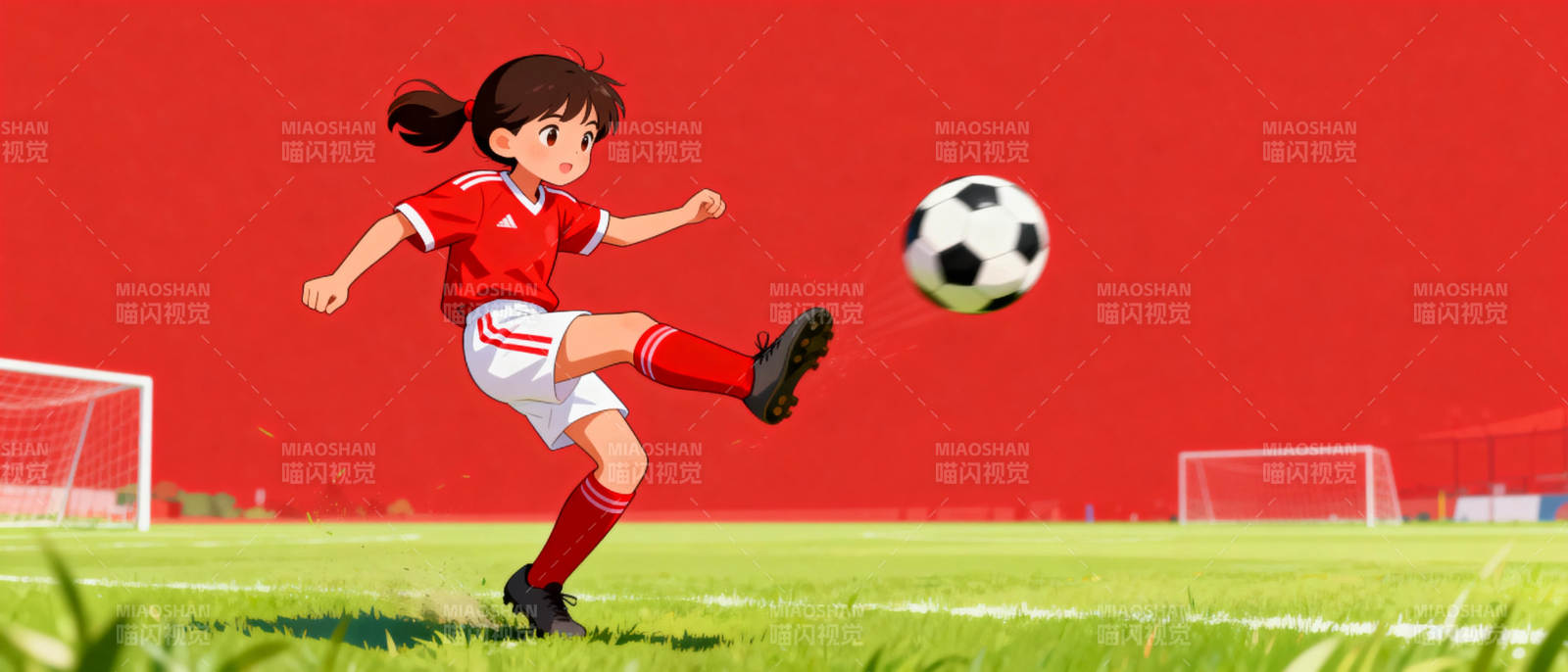 足球少女踢球瞬间图片