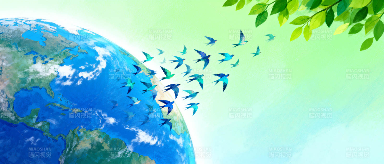 地球与飞鸟图片