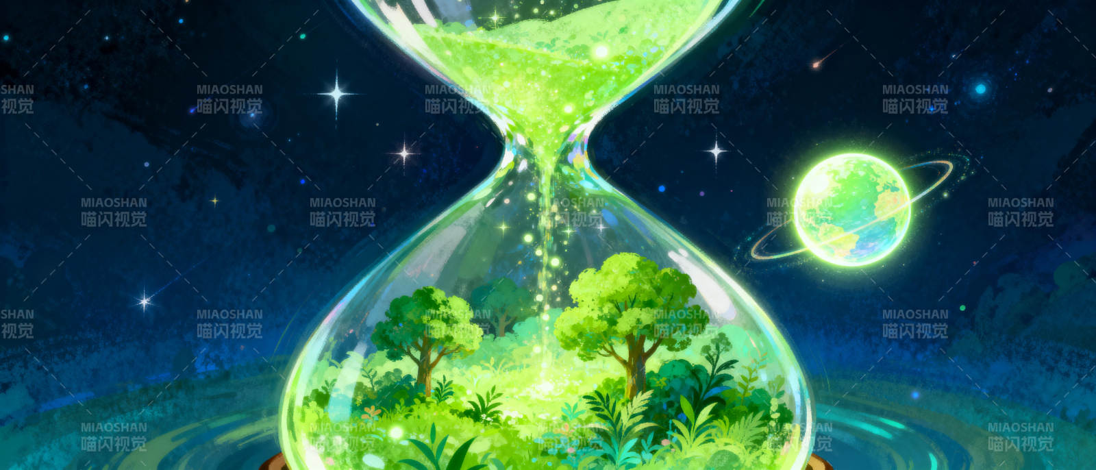 时光中的绿色星球图片