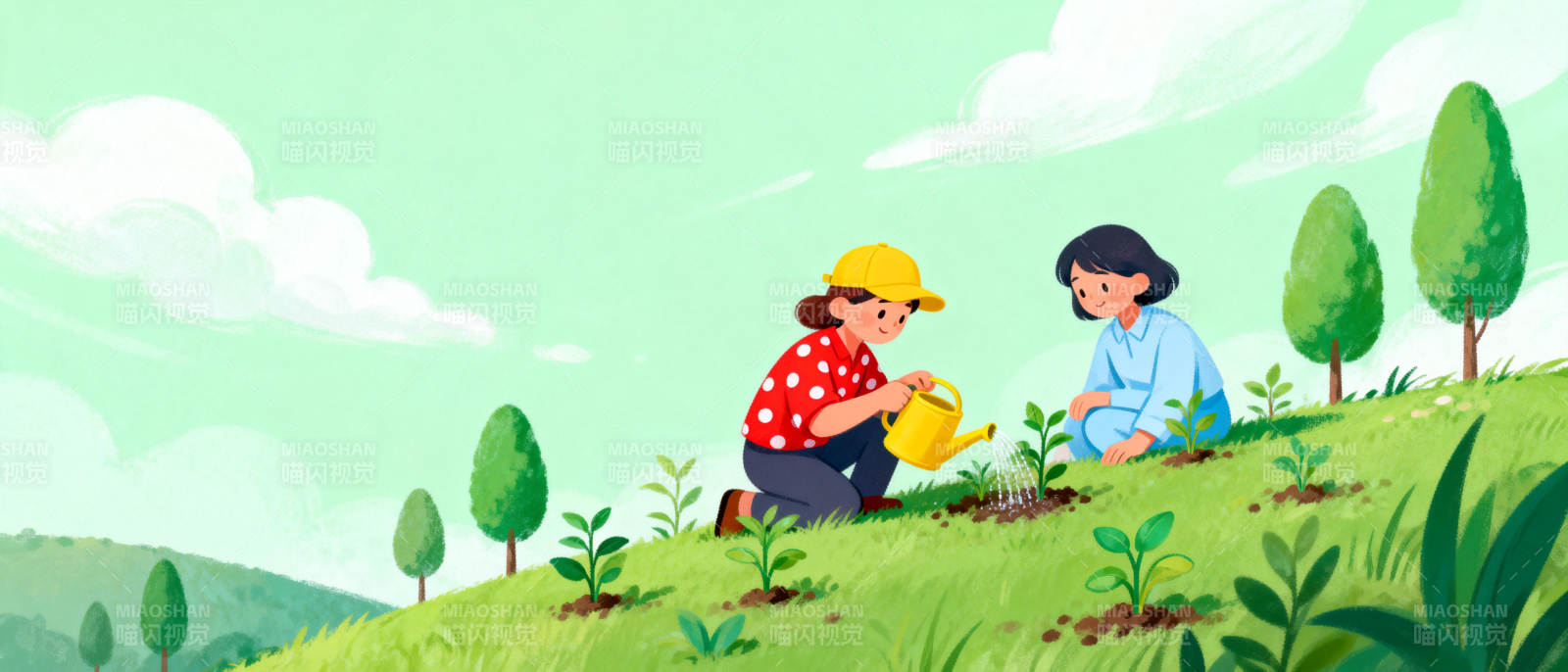 母女种花乐图片