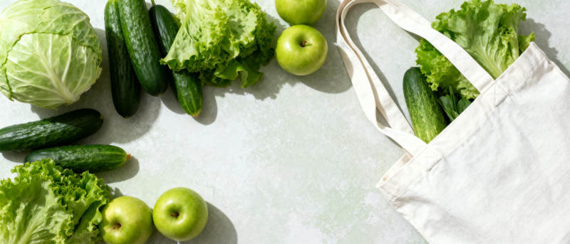 新鲜蔬果购物袋图片