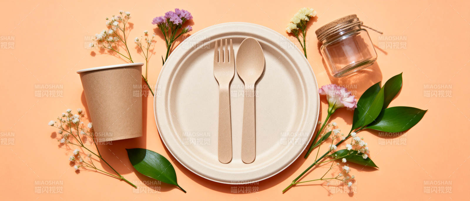 环保餐具静物图图片