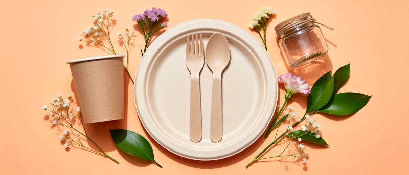 环保餐具静物图图片