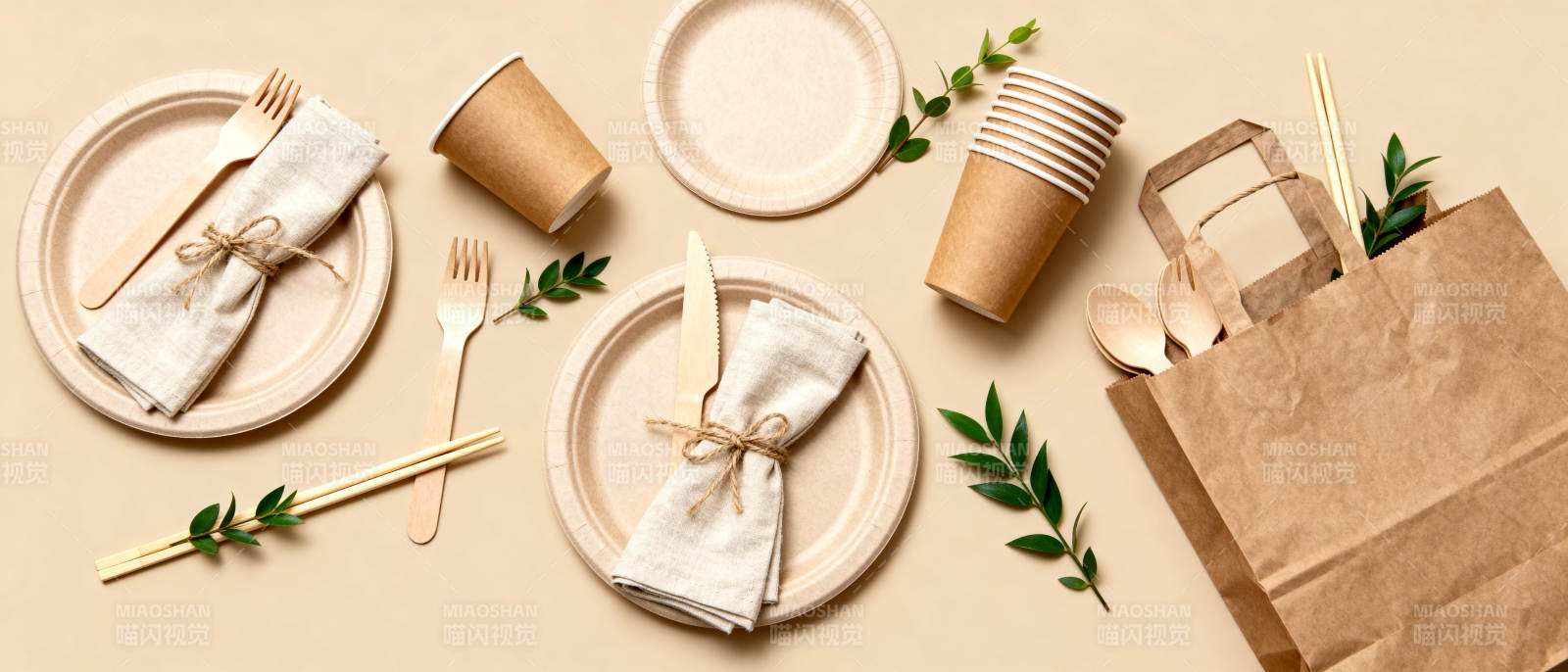 环保餐具摆设图片