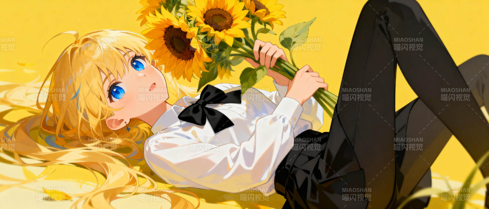 向日葵下的少女图片