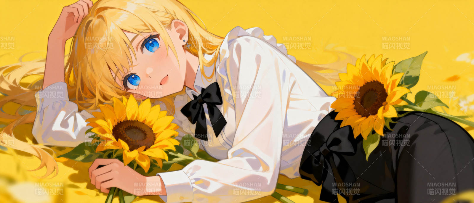 向日葵下的少女图片