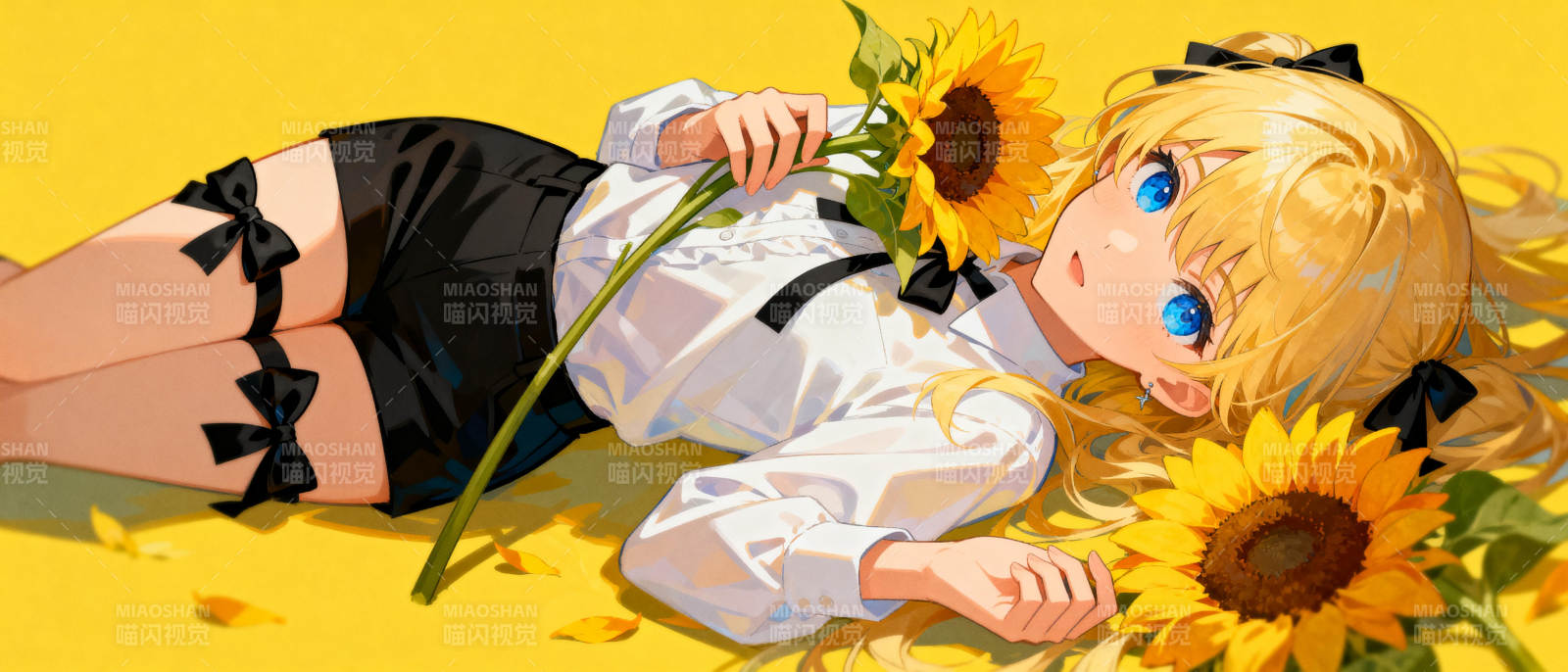 向日葵下的少女图片