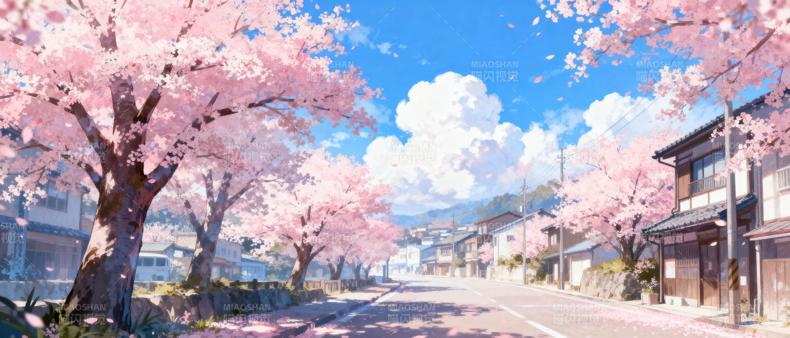 樱花街景图片