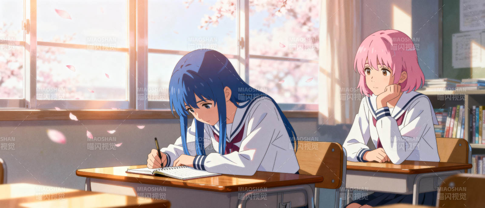 樱花教室的静谧时光图片