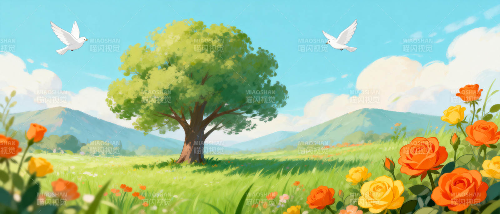 春日花树图图片