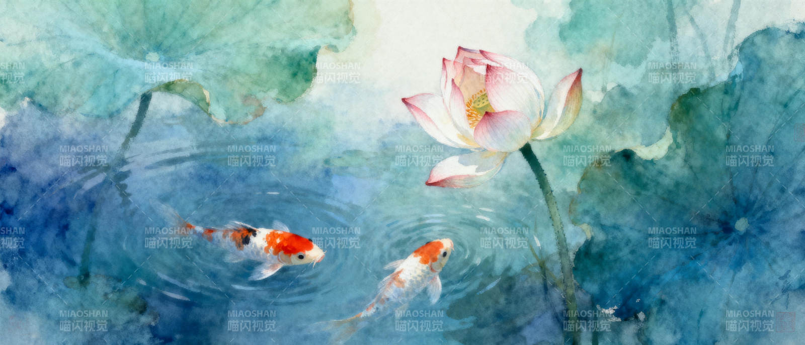 荷塘锦鲤戏水图片