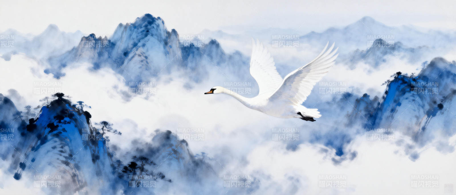 云海仙鹤翱翔图片