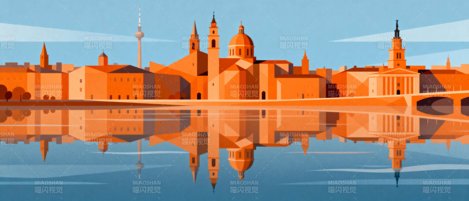 城市倒影美景图片