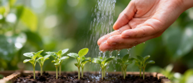 呵护幼苗成长图片