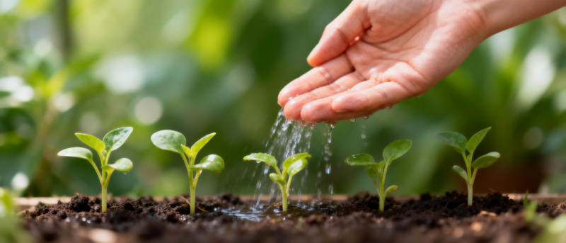 手浇水幼苗图片