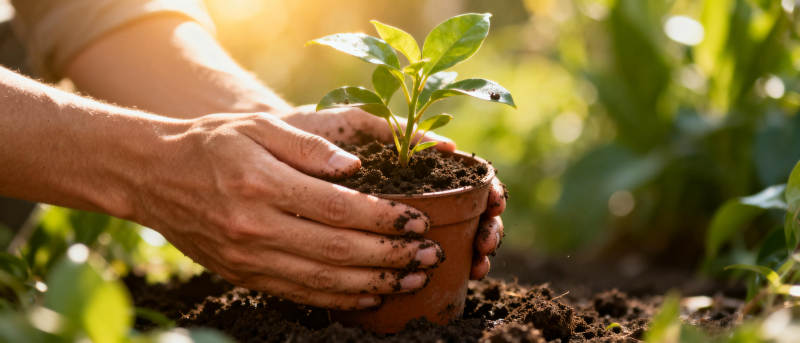 手捧绿植 呵护生命图片