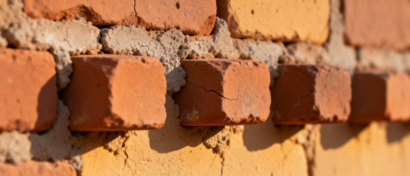 砖墙裂缝特写图片