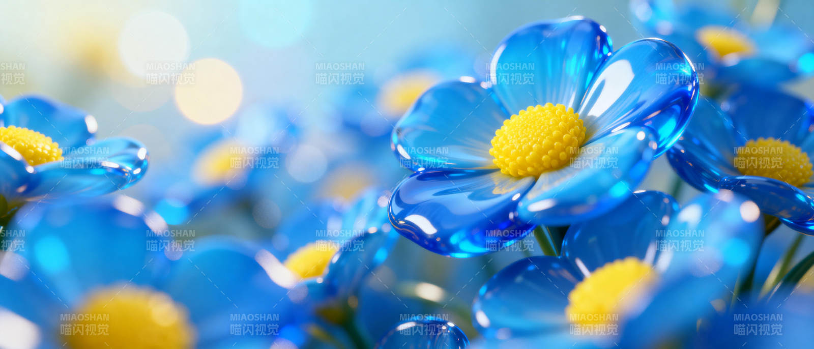 蓝色花朵绽放图片