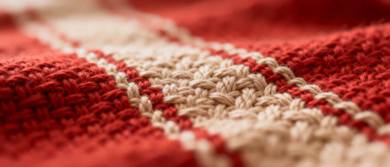 红白条纹针织布图片