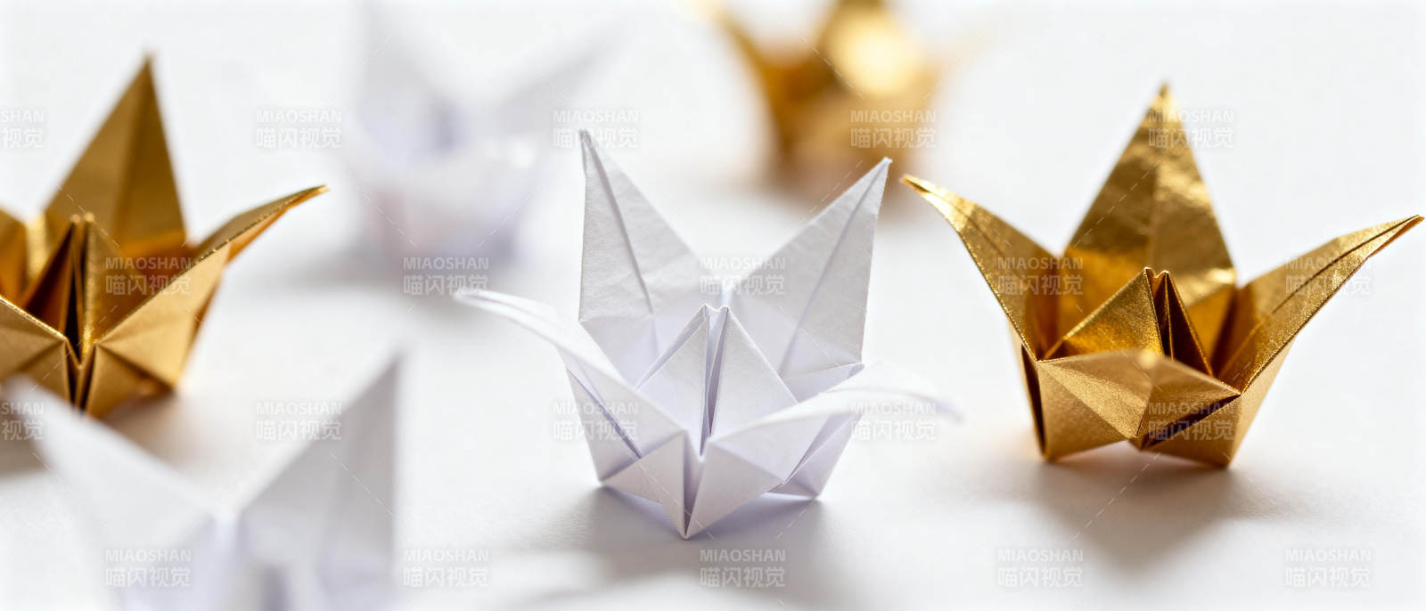 折纸鹤 金白相映图片