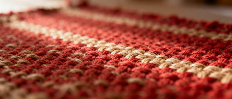 红白条纹编织毯图片