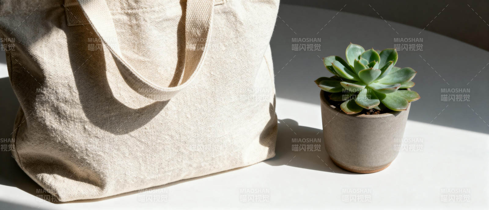 帆布包与多肉植物图片