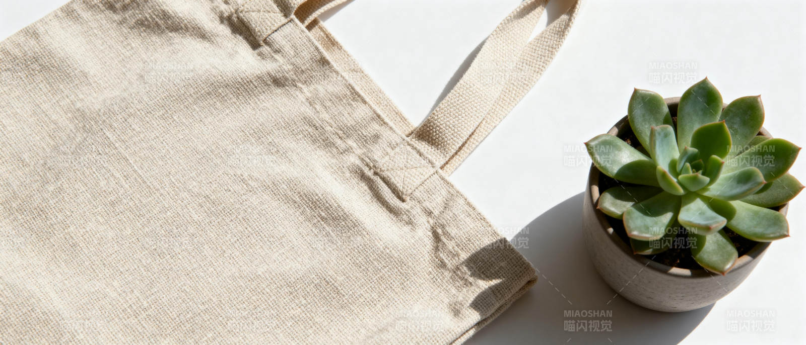 帆布袋与多肉植物图片