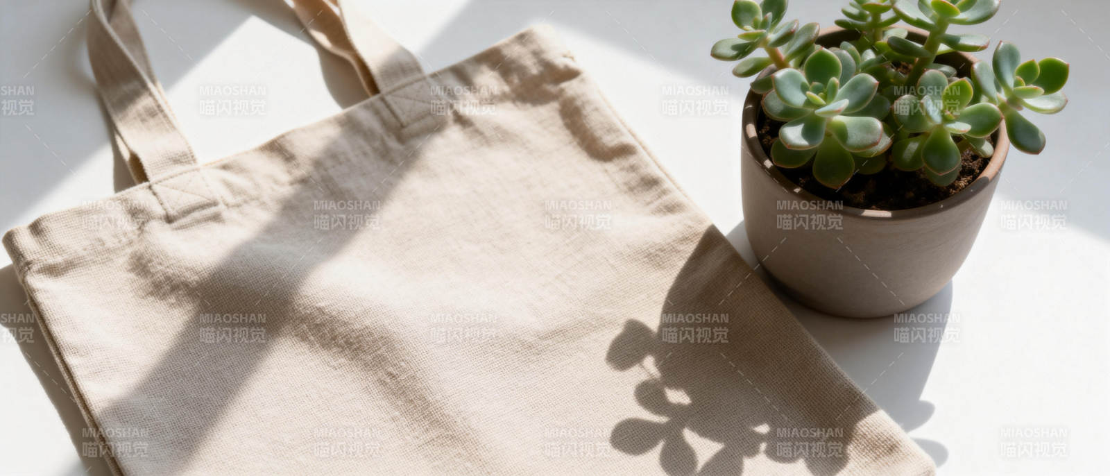 帆布袋与多肉植物图片