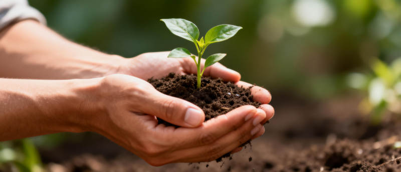 双手捧着幼苗图片