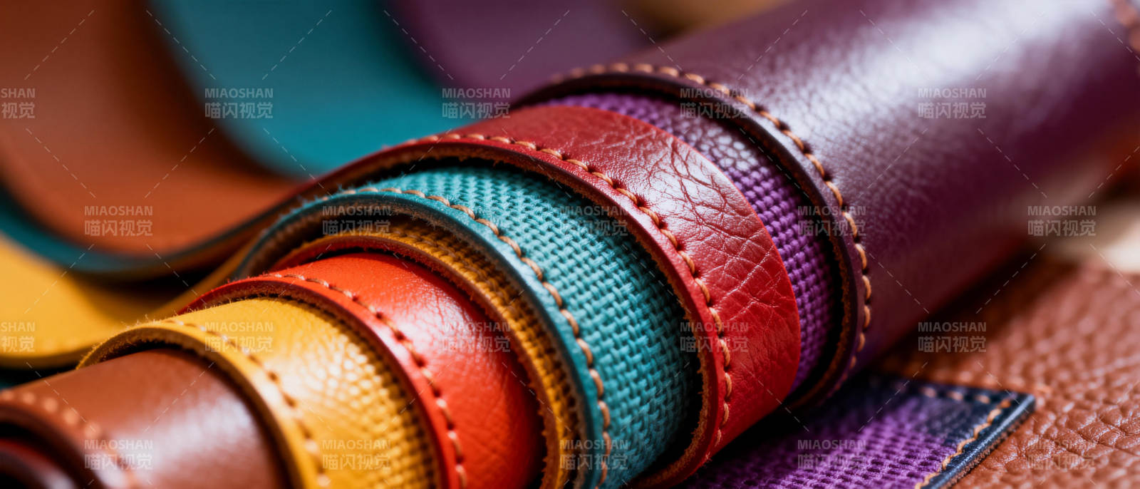 多彩皮革卷图片