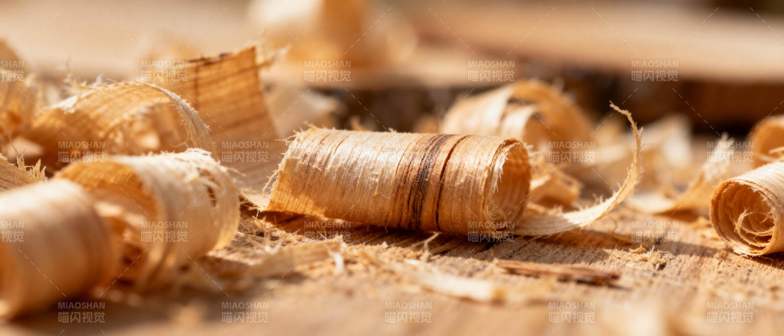 木屑卷曲散落图片