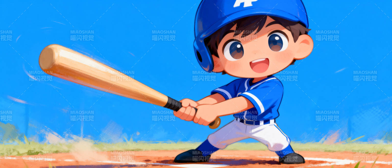 棒球小将挥棒出击图片