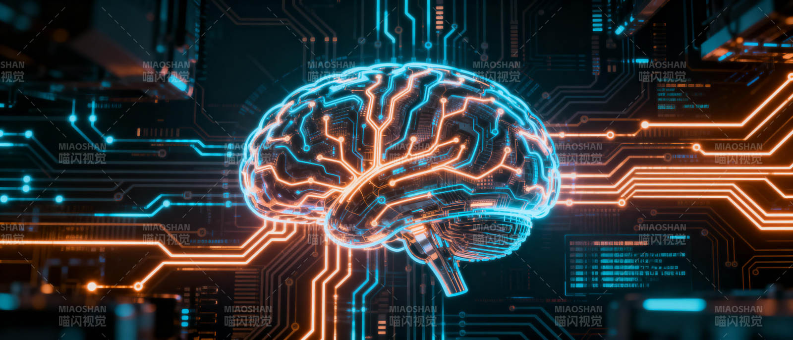 智能脑电路融合图片