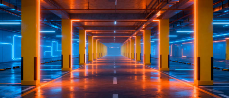 霓虹隧道光影交错图片