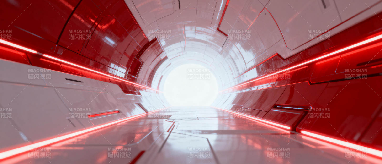 红色光廊隧道图片